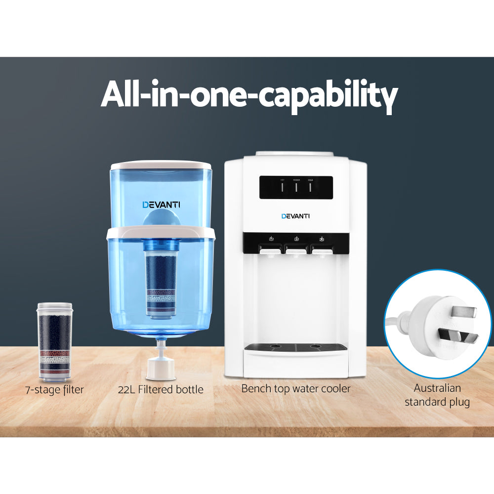 Devanti 22L Benchtop Water Cooler Dispenser White