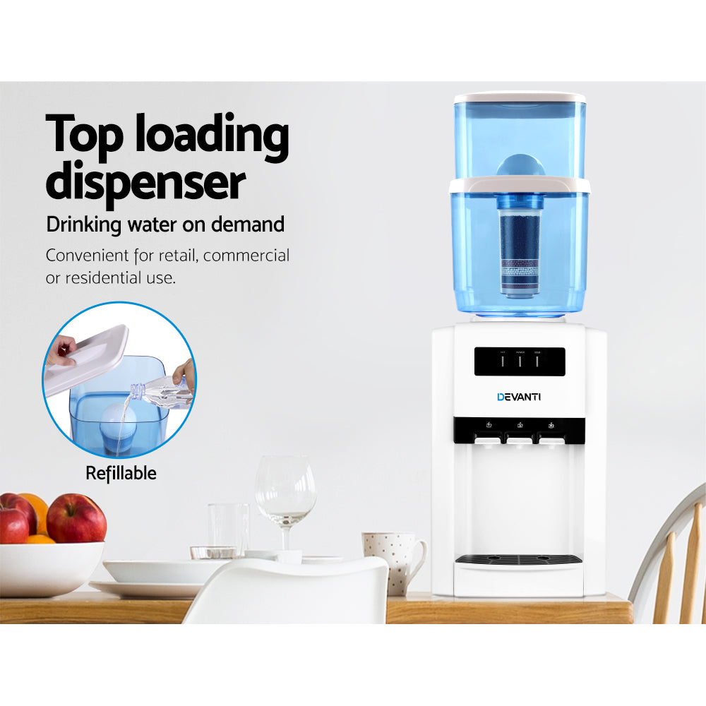 Devanti 22L Benchtop Water Cooler Dispenser White