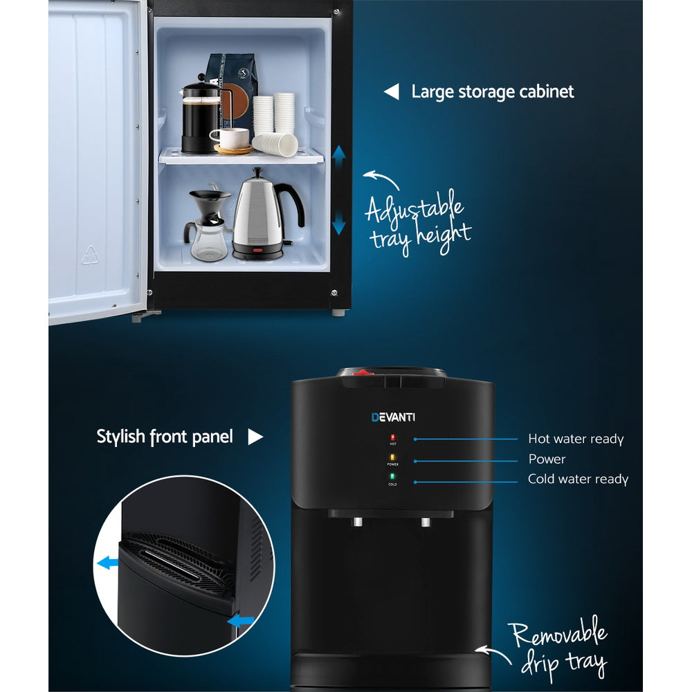 Devanti Black Water Cooler Dispenser Stand Dual Tap