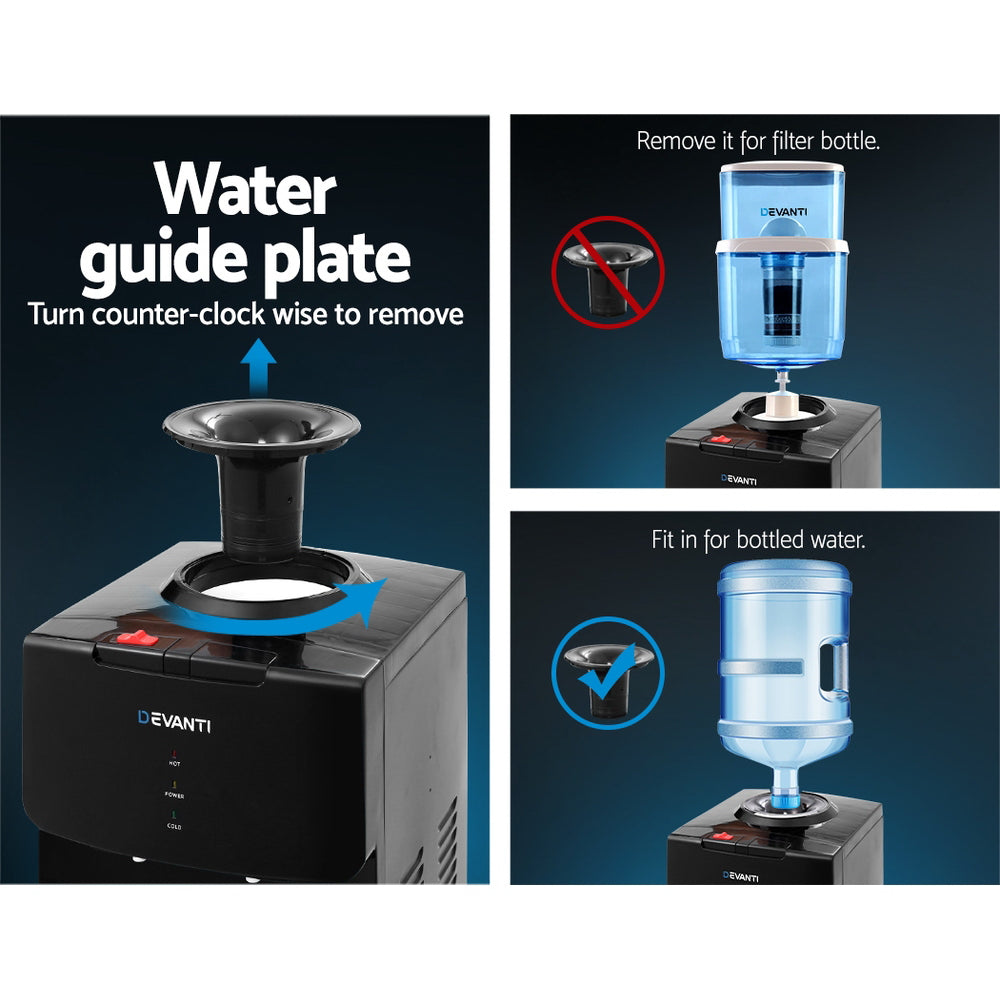Devanti Black Water Cooler Dispenser Stand Dual Tap