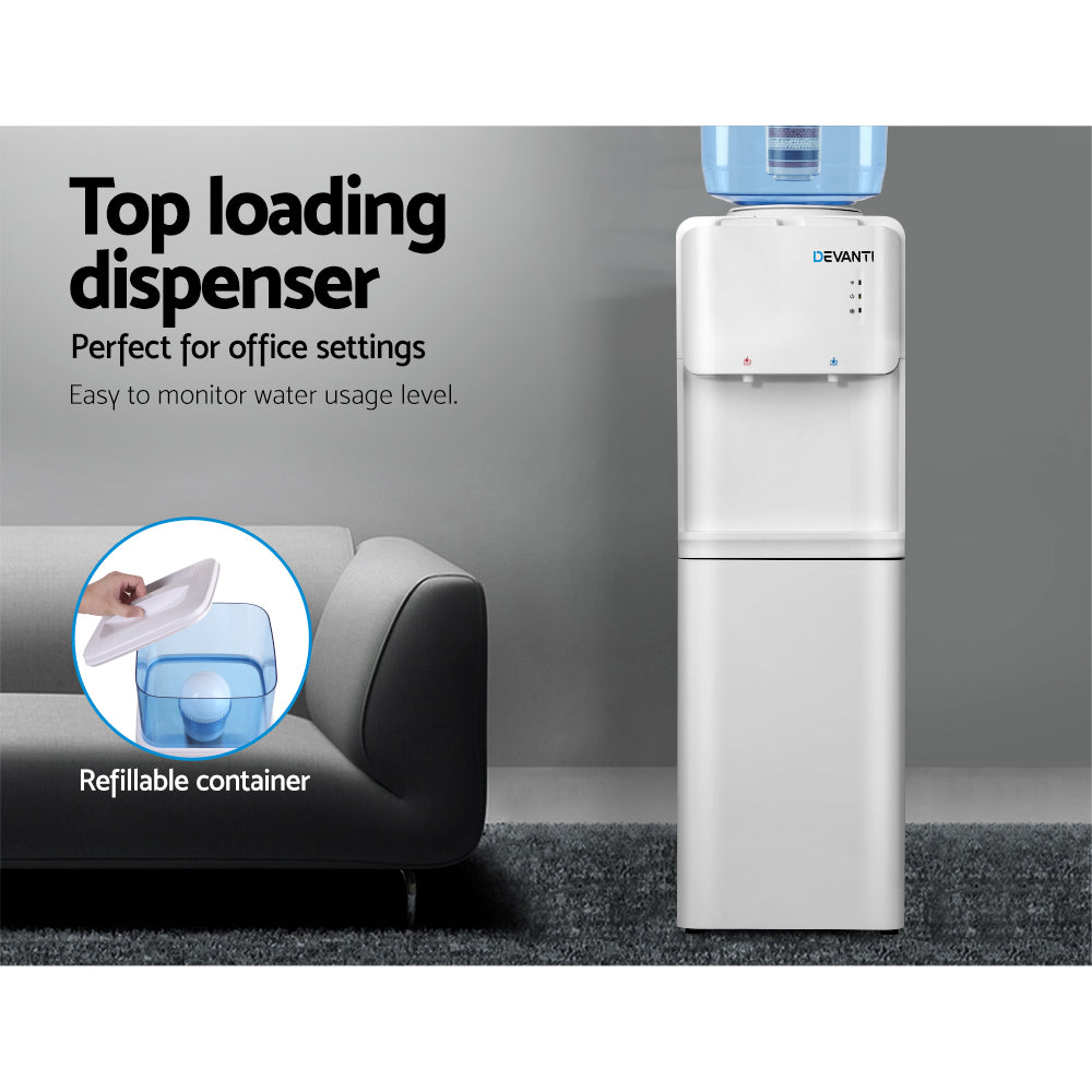 Devanti 22L Water Cooler Dispenser White Dual Tap Filter System