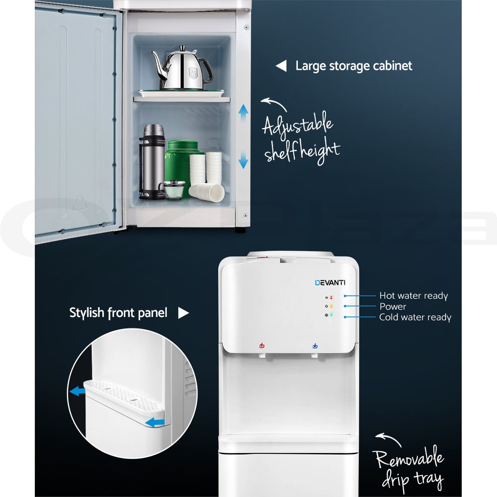 Devanti 22L Water Cooler Dispenser White Dual Tap Filter System