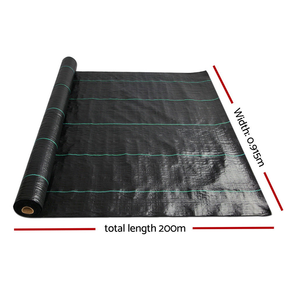 Instahut 0.915x200m Weed Control Mat Black