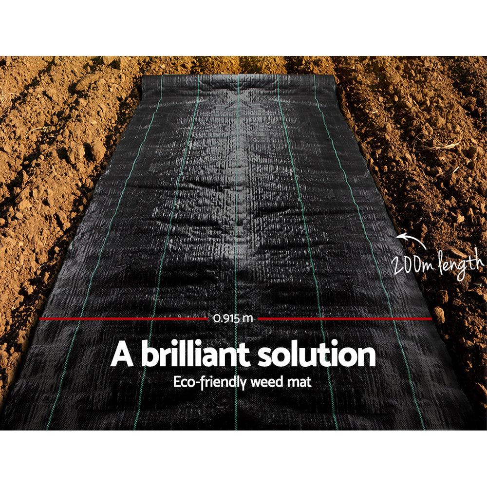 Instahut 0.915x200m Weed Control Mat Black