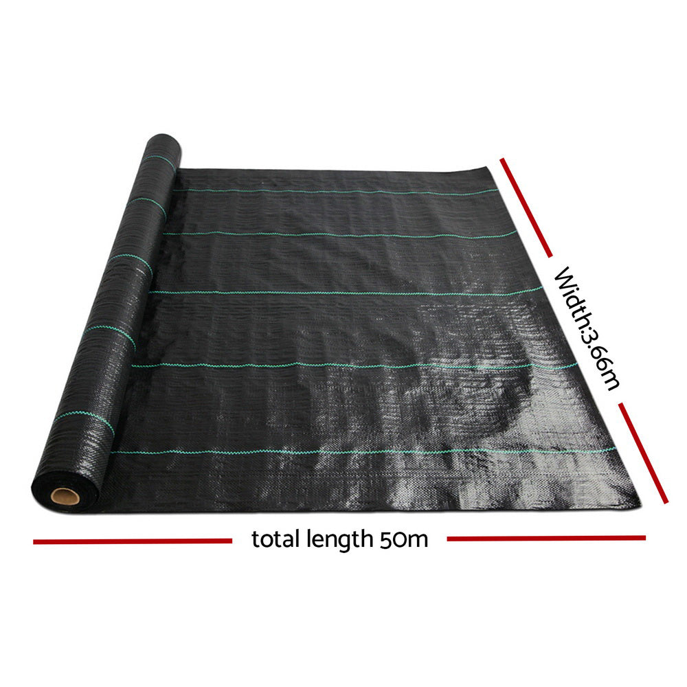 Instahut 3.66x50m Weed Control Mat Black