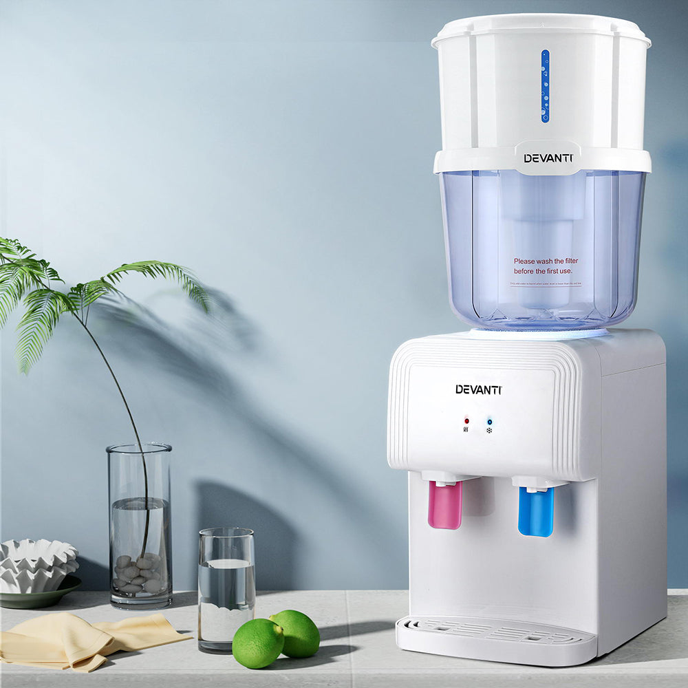 Devanti Bench Top Water Cooler Dispenser White 15L Purifier