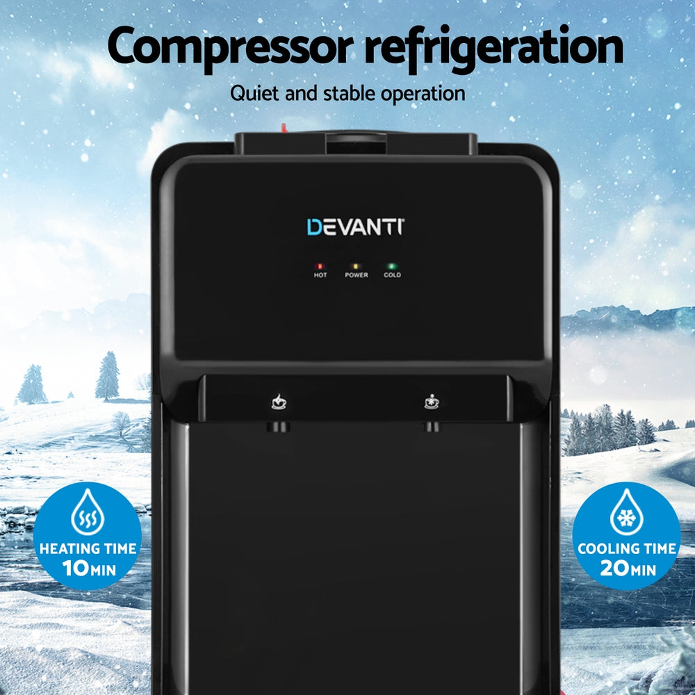 Devanti 22L Bench Top Water Cooler Dispenser Chiller Purifier Hot Cold Black