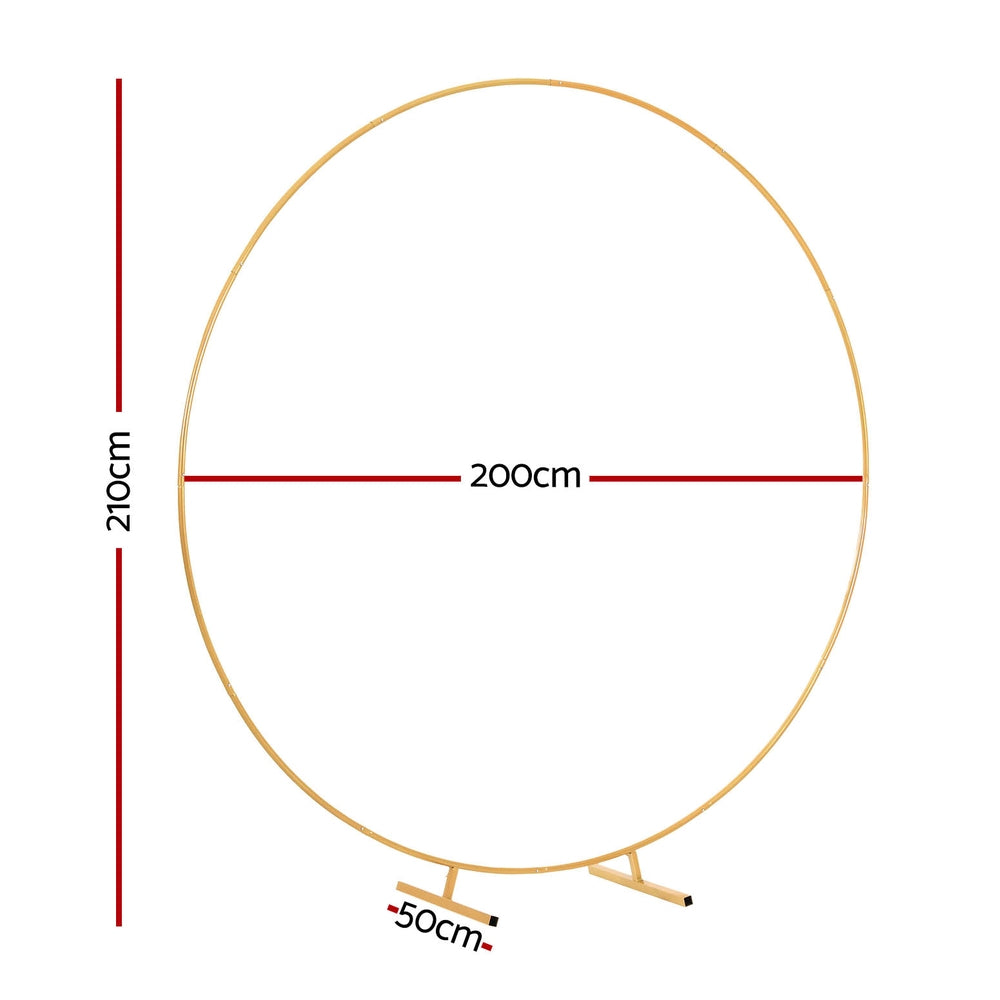Round Backdrop Stand 2m Wedding Party Decoration Gold White