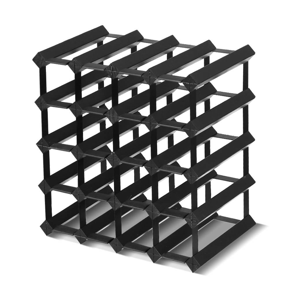 Artiss 20-Bottle Wine Rack Black Pine Steel