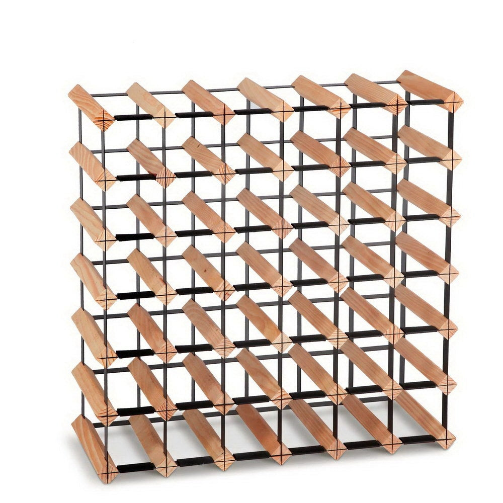 Artiss 42-Bottle Wine Rack Natural Timber Steel Frame