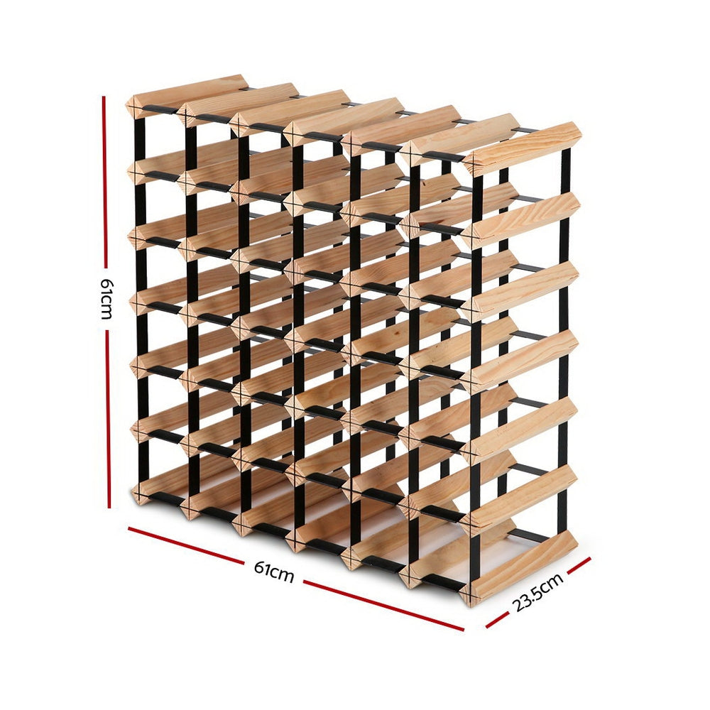 Artiss 42-Bottle Wine Rack Natural Timber Steel Frame