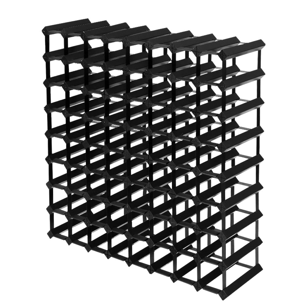 Artiss 72-Bottle Wine Rack Black Pine Steel