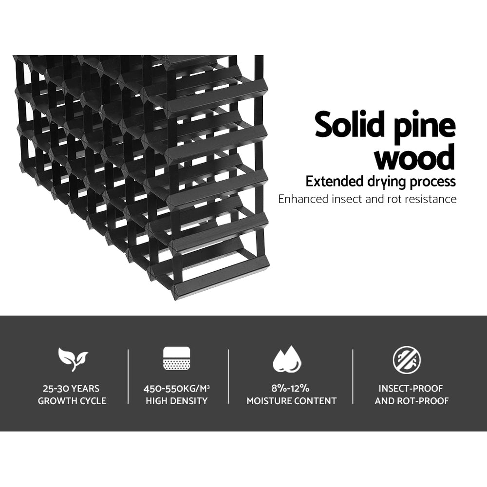 Artiss 72-Bottle Wine Rack Black Pine Steel