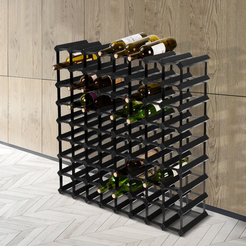 Artiss 72-Bottle Wine Rack Black Pine Steel