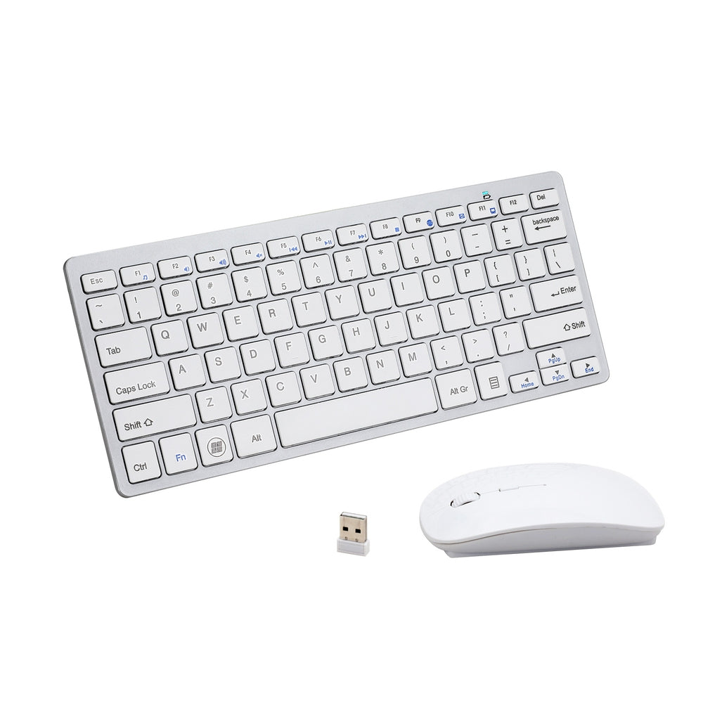 Bluetooth Wireless Keyboard Mouse Combo 78 Keys White