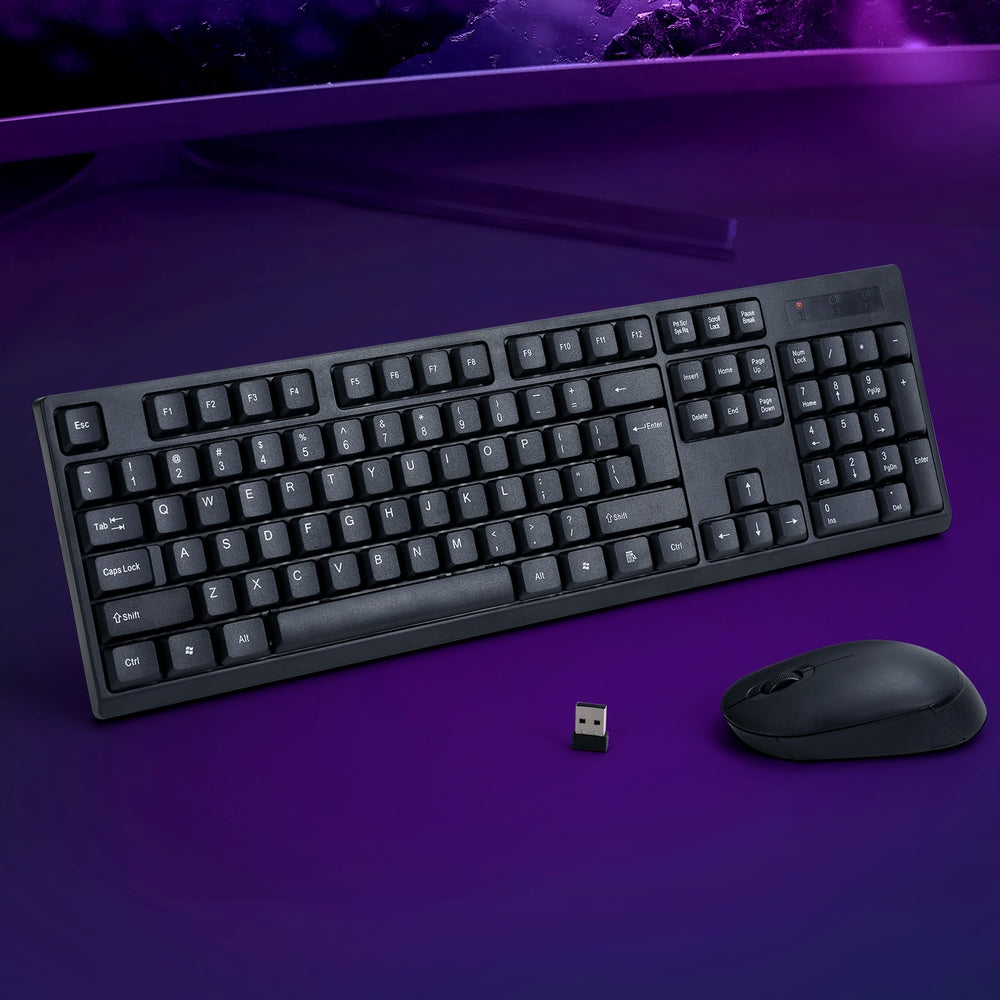Bluetooth Wireless Keyboard Mouse Combo 104 Keys Black