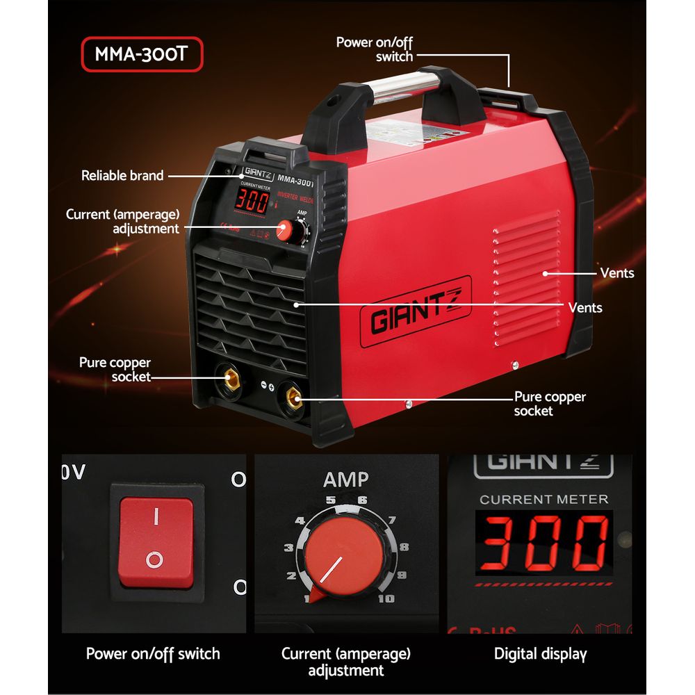 Giantz 300Amp Portable Inverter Welder MMA ARC iGBT DC Stick