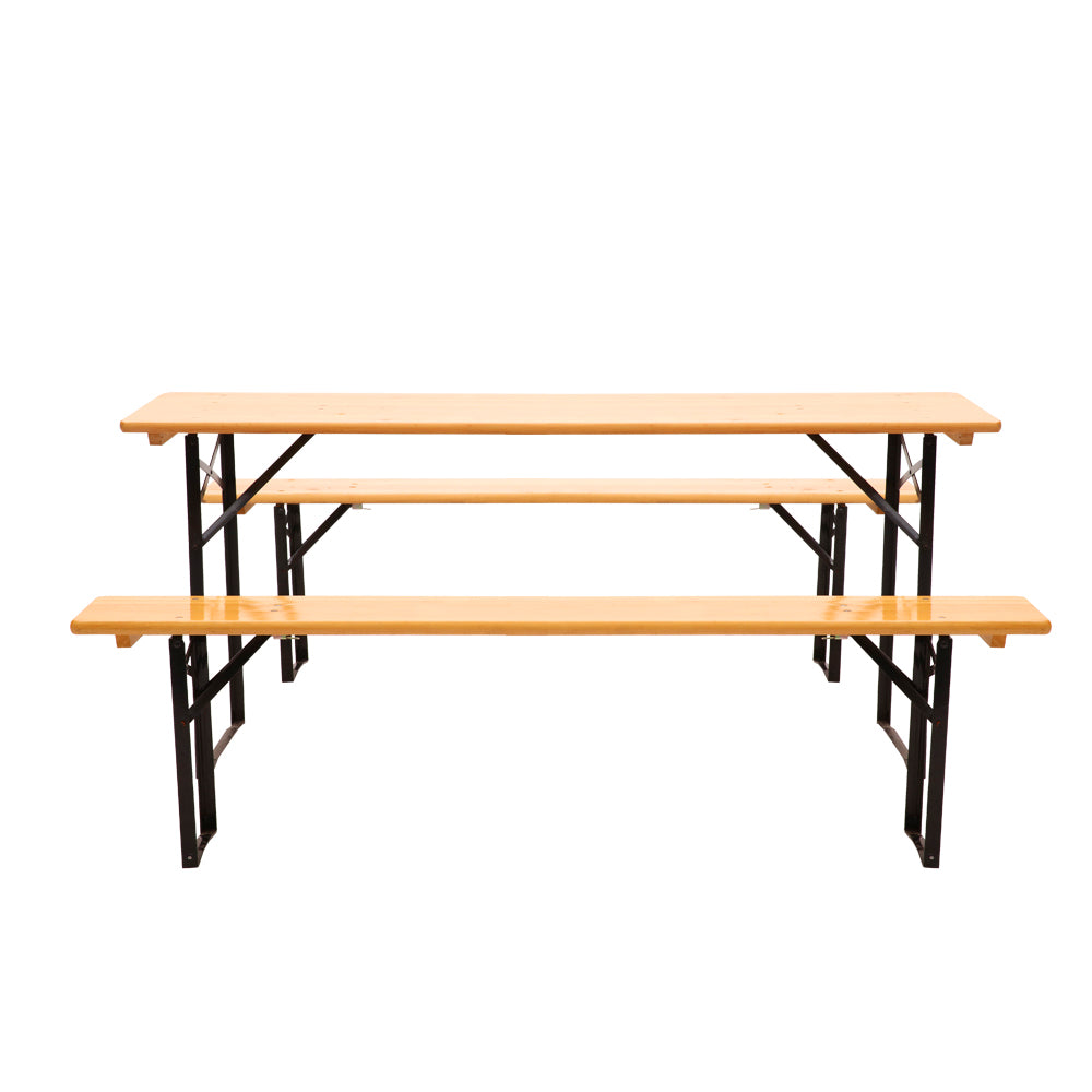Gardeon Outdoor Foldable Bench Set Natural Pine Wood