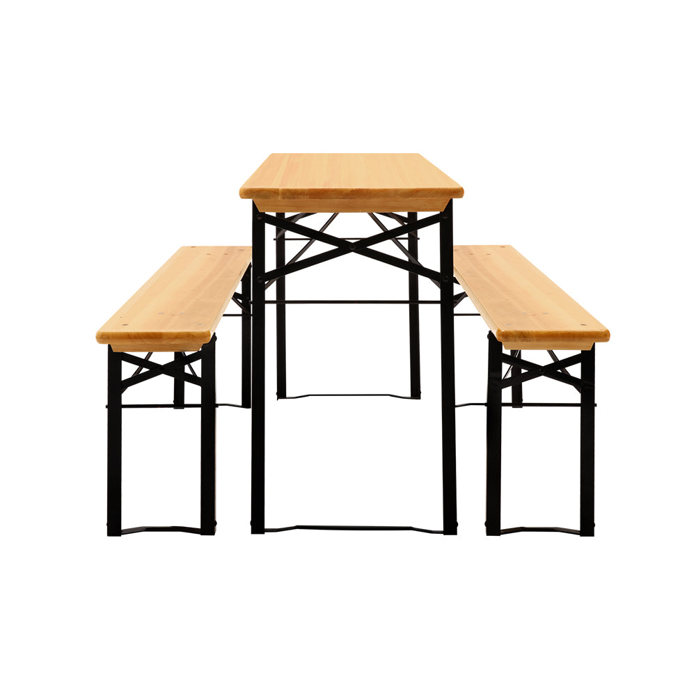 Gardeon Outdoor Foldable Bench Set Natural Pine Wood