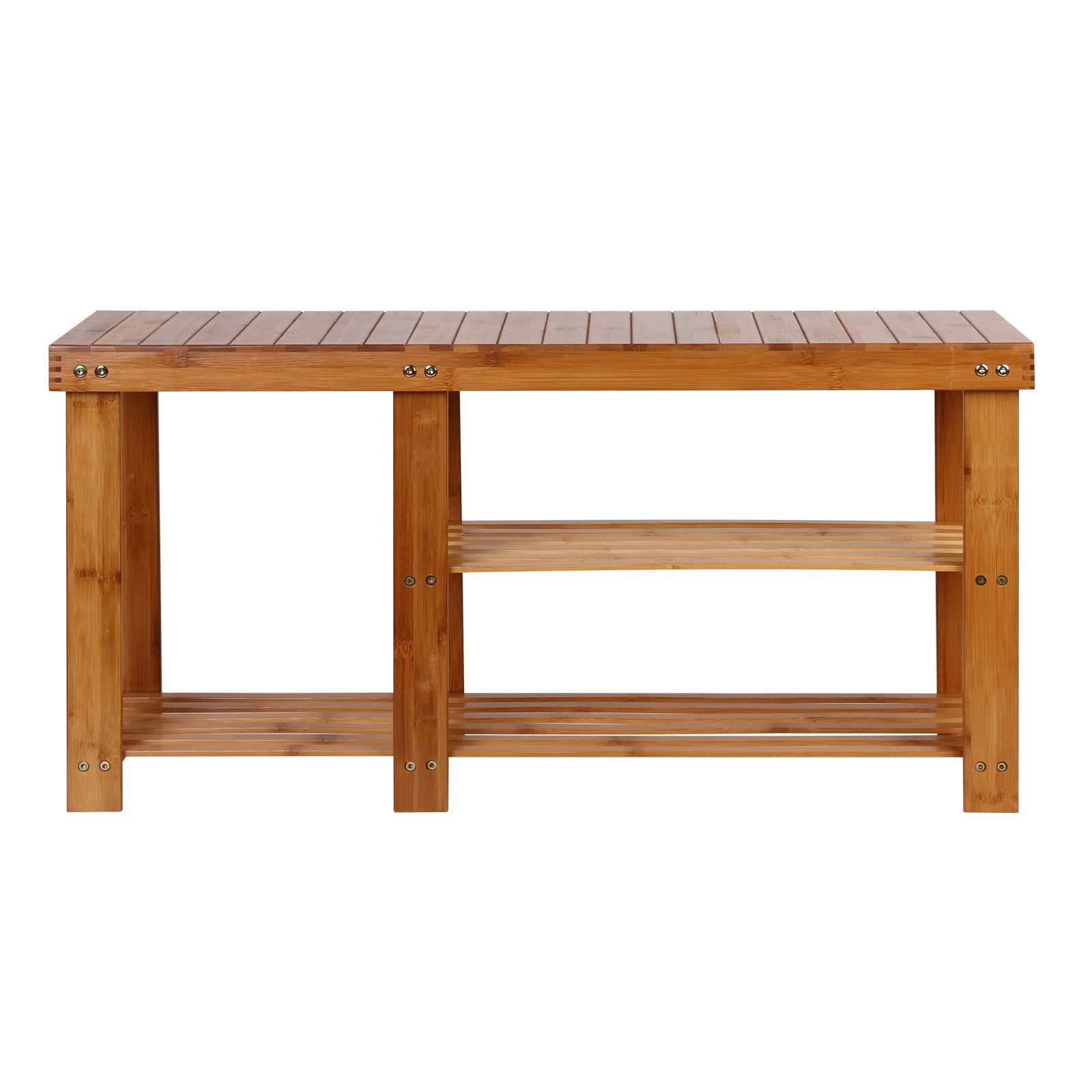 Bamboo Shoe Rack Bench 2-Tier Natural