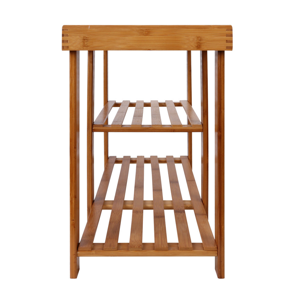 Bamboo Shoe Rack Bench 2-Tier Natural