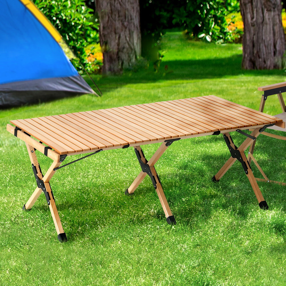 Gardeon 120CM Wooden Egg Roll Picnic Table Camping Desk
