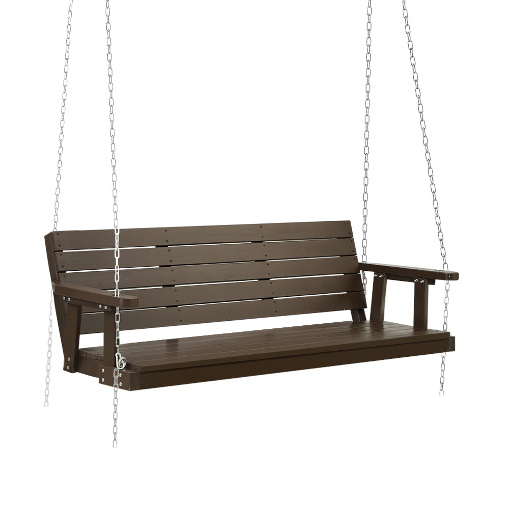 Gardeon 3-Seater Wooden Porch Swing Chair Brown
