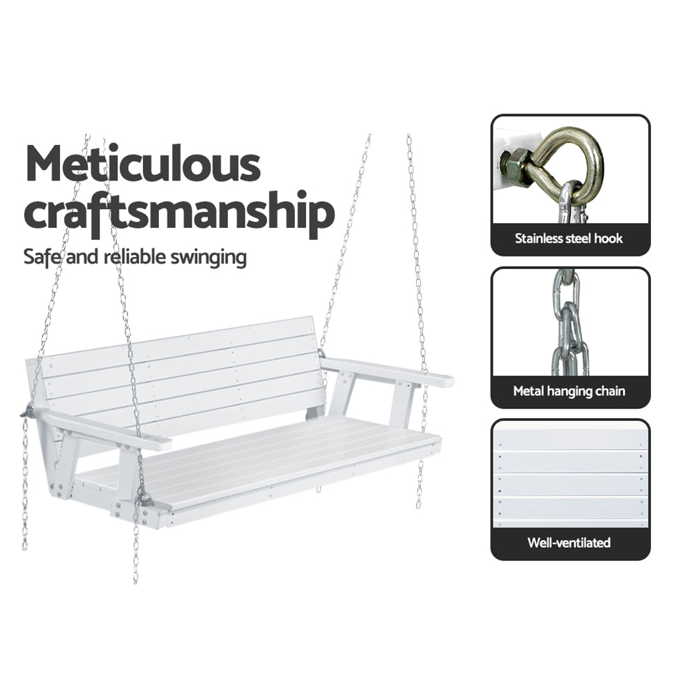 Gardeon 3-Seater Wooden Porch Swing Chair White