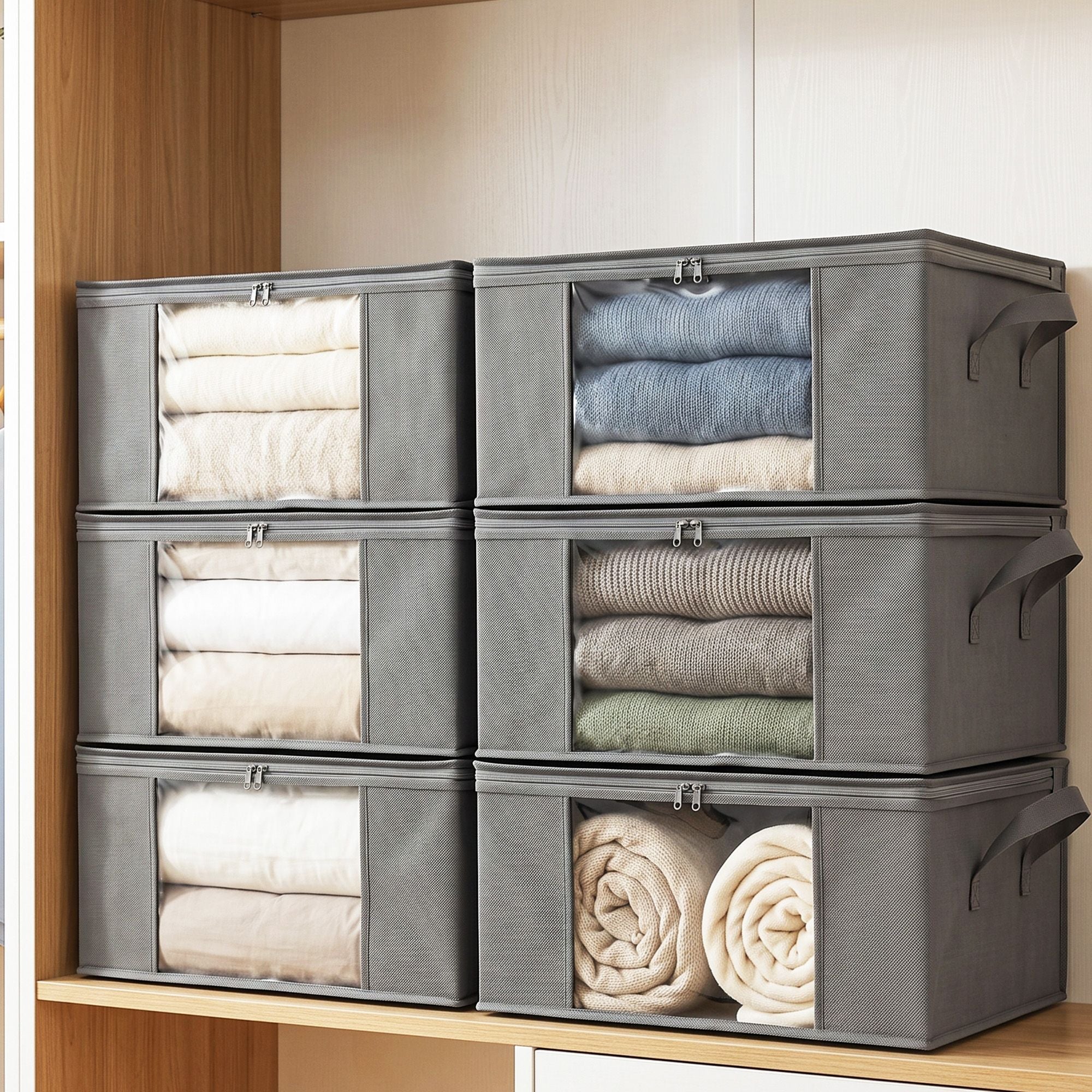 Artiss 6 Packs Clothes Storage Bags 35L Foldable Closet Organizer Storage Bins