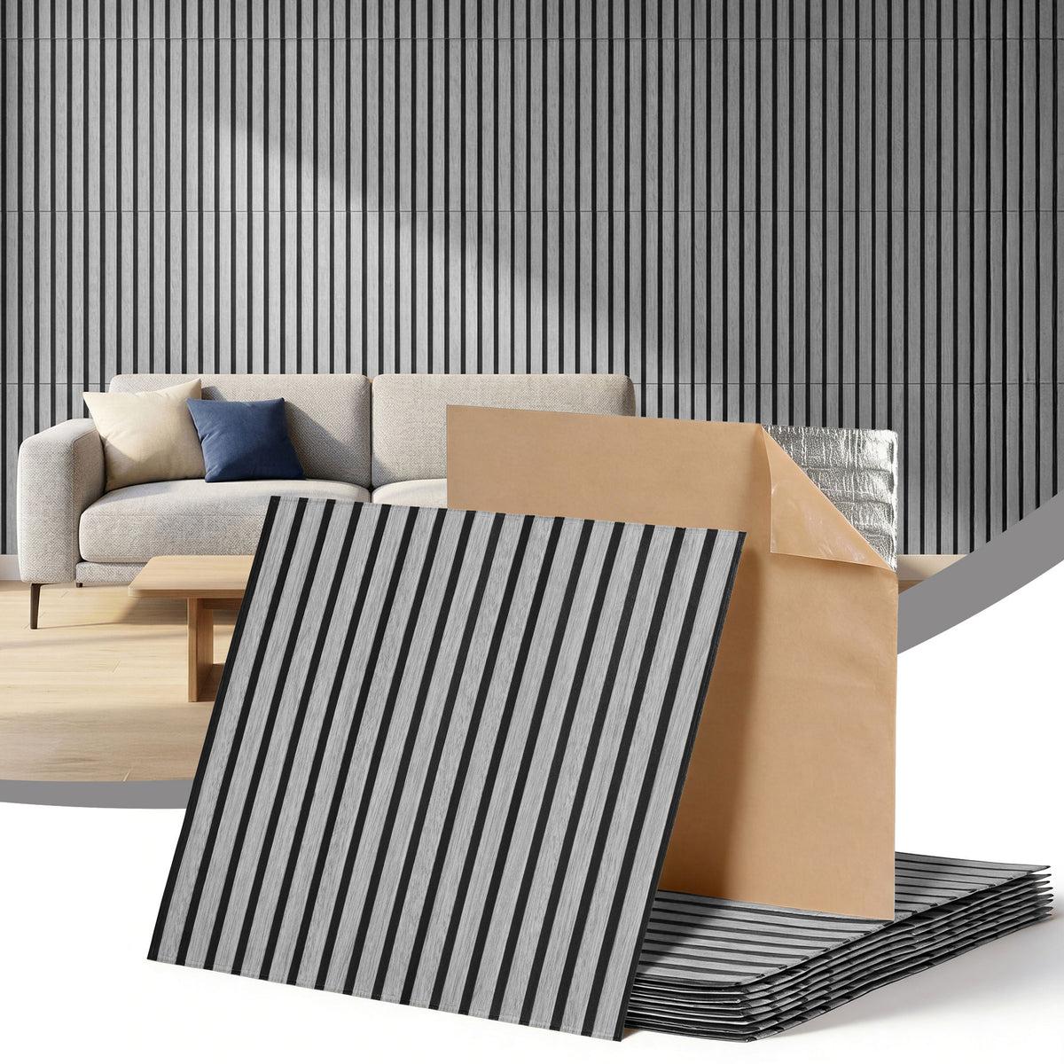 Artiss 10 Pack Peel and Stick Wall Panels 68x68cm Grey