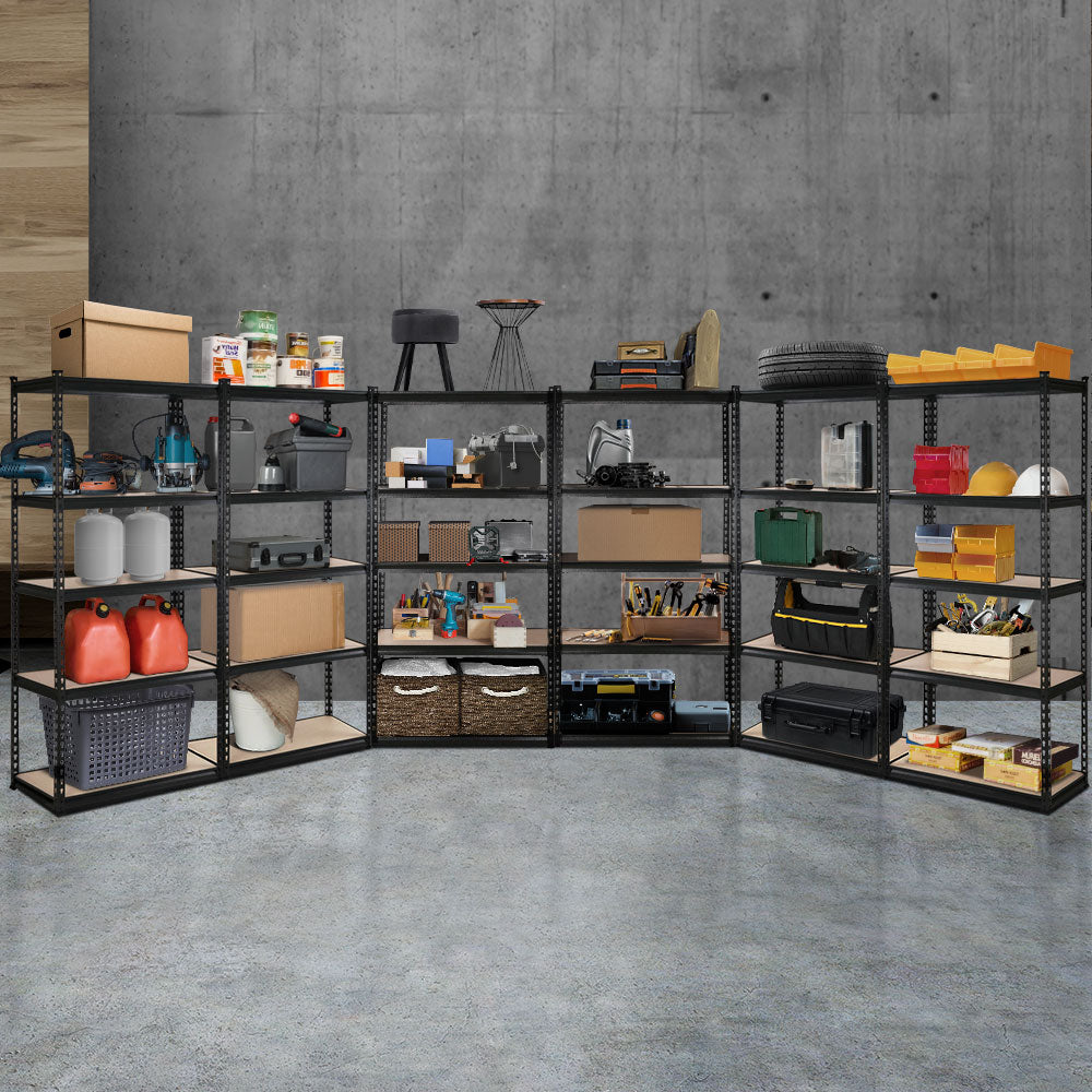 Giantz 6x1.5m Garage Shelving Rack Matte Black