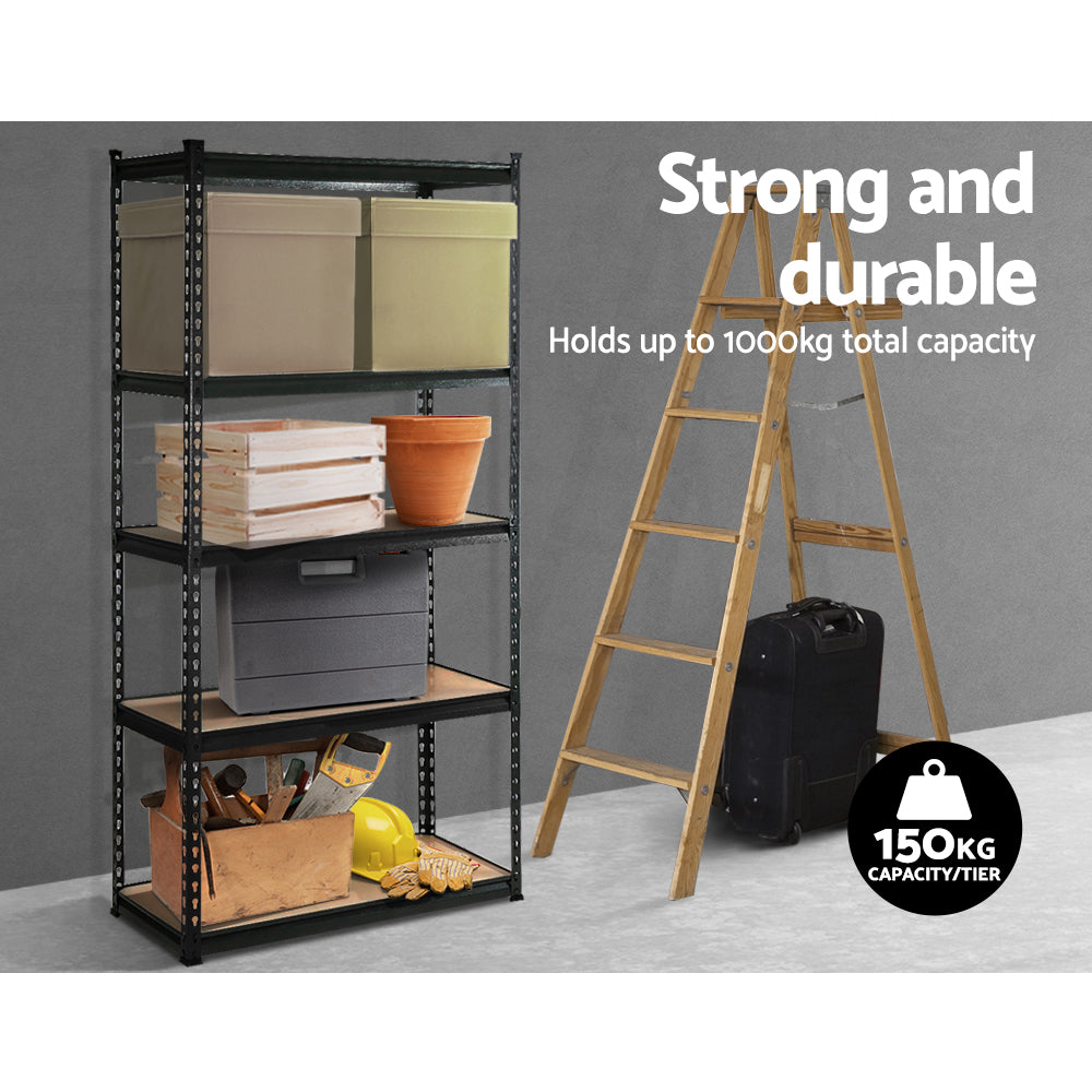 Giantz 6x1.5m Garage Shelving Rack Matte Black