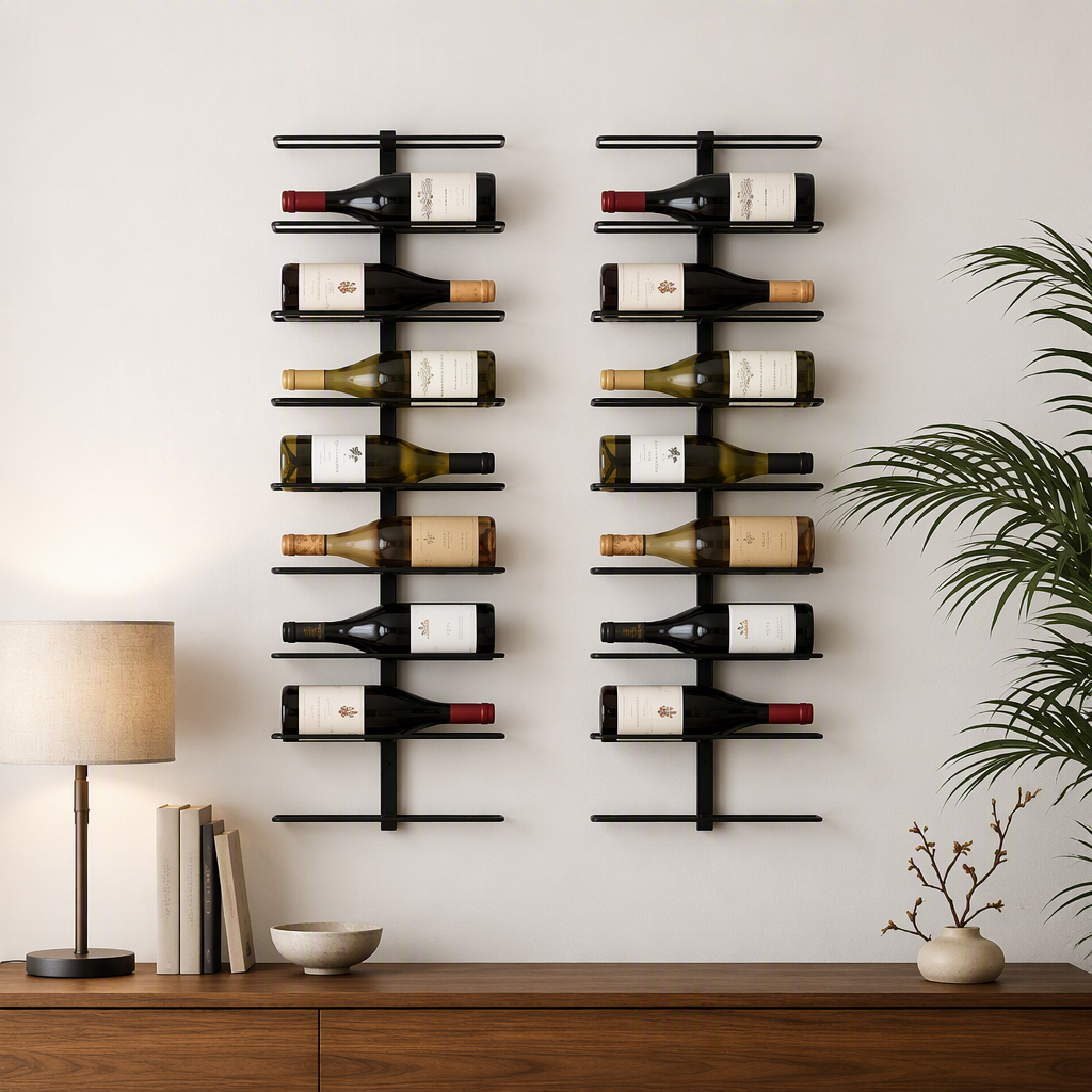 Artiss Wall Mounted Wine Rack Holder Black Metal - Set of 2 18-Bottle Capacity