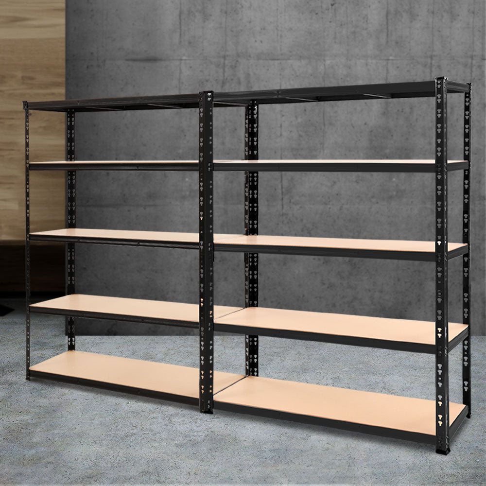 Giantz 2.4Mx1.8M Industrial Garage Shelving Rack Matt Black