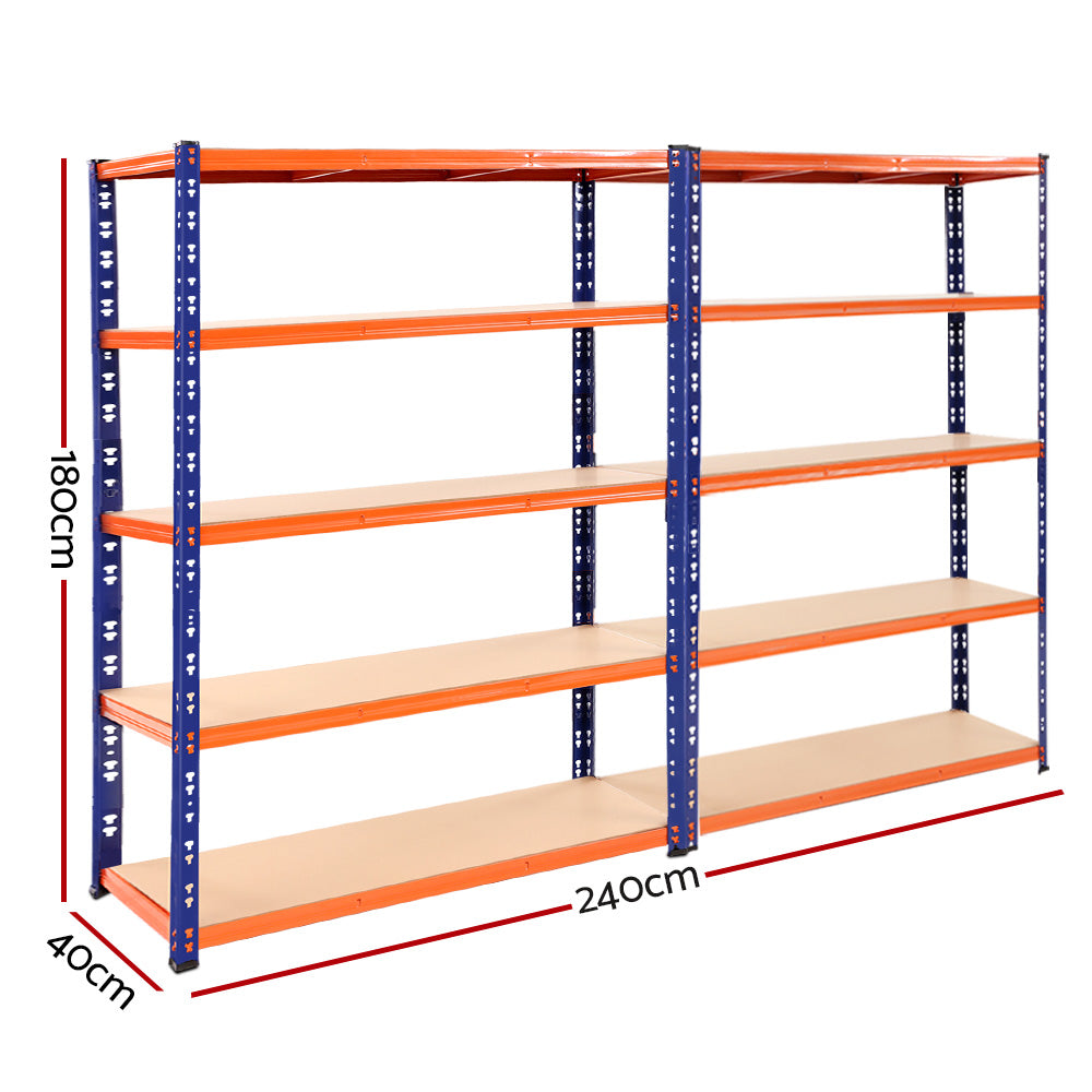 Giantz 2.4Mx1.8M Garage Shelving Rack Blue Adjustable Heavy-Duty