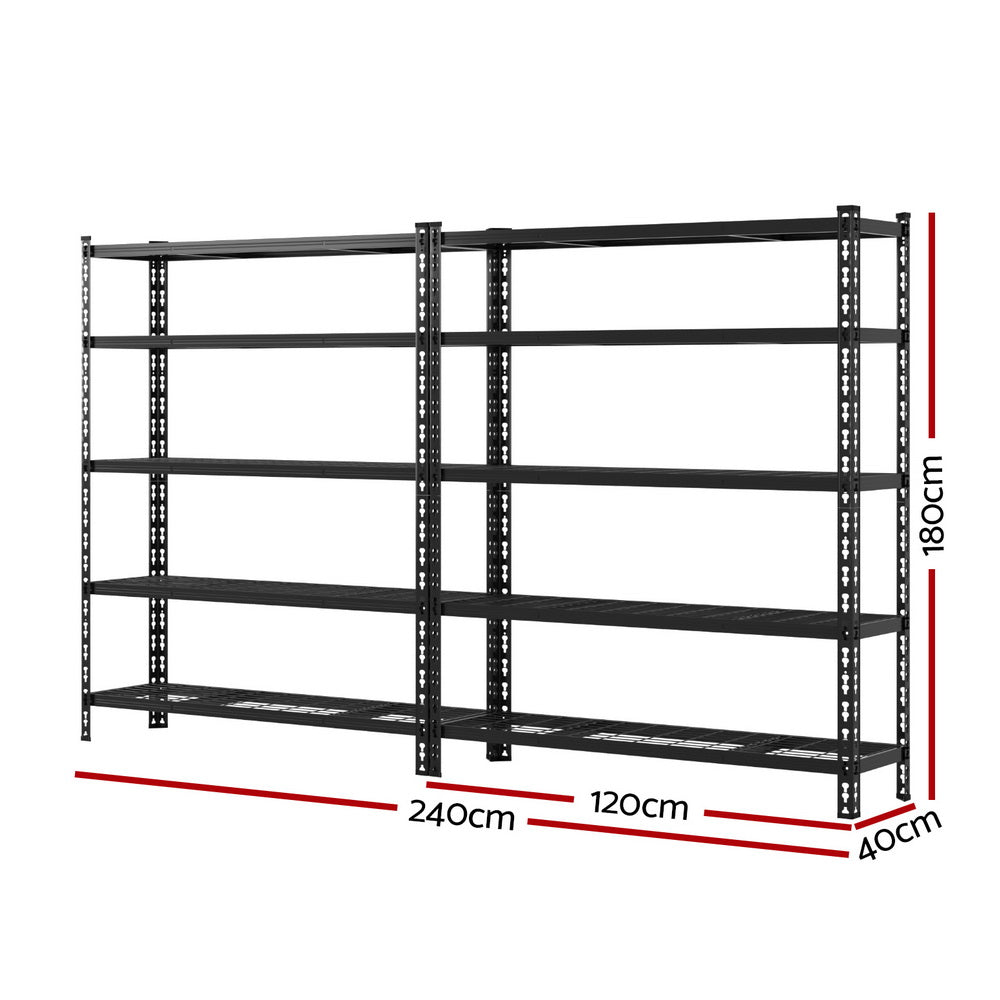 Giantz 5-Tier Garage Shelving Rack 1.8m x 2.4m Black