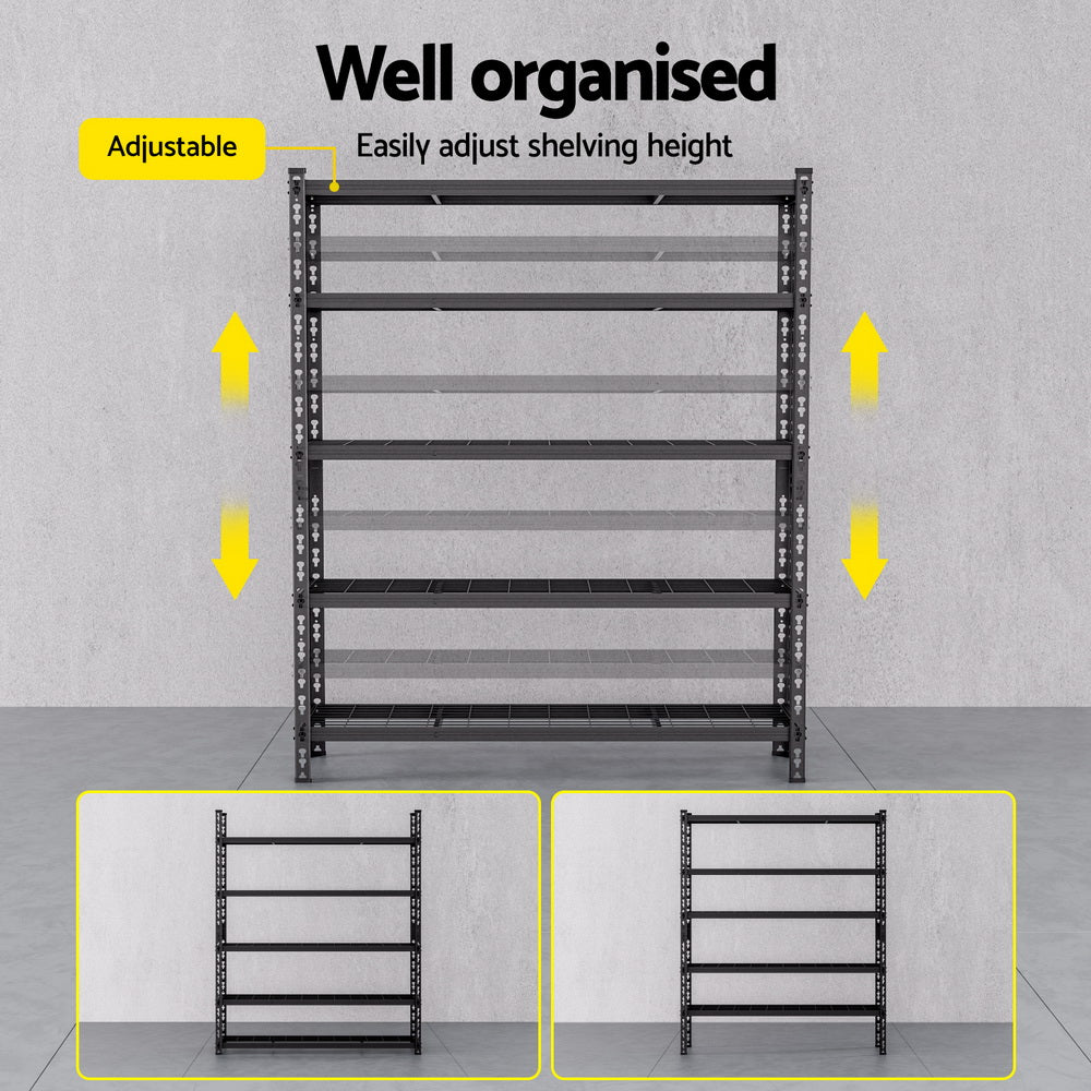 Giantz 4-Pack 1.8M 5-Tier Garage Shelving Rack Black