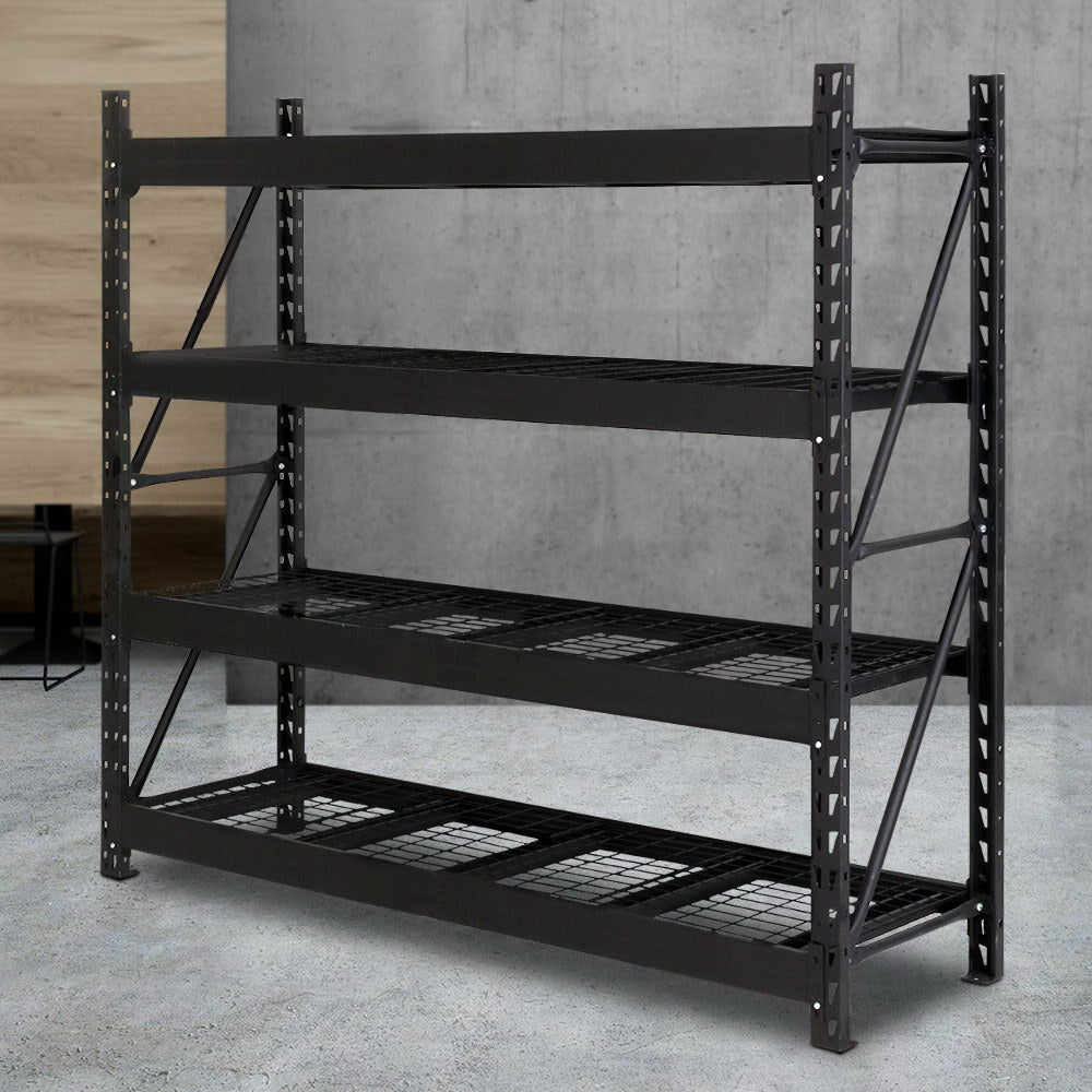 Giantz 4 Tier Garage Shelving Warehouse Rack Black