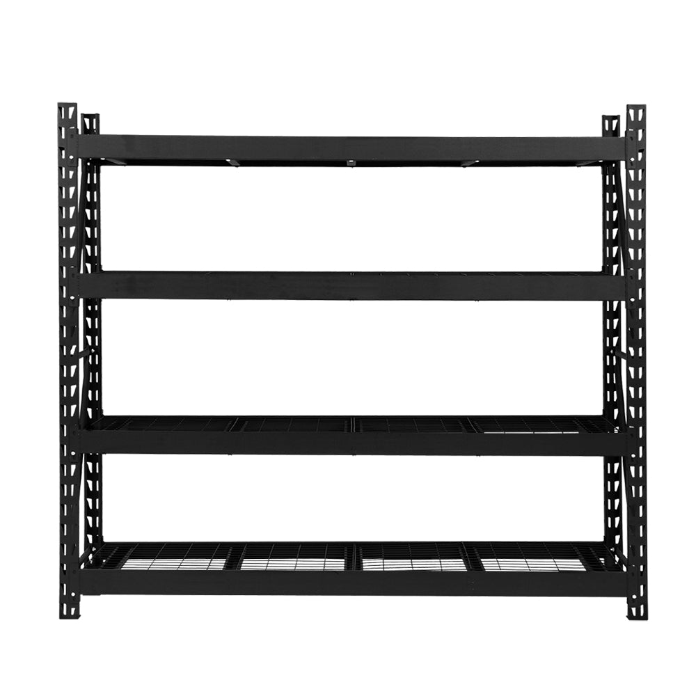 Giantz 4Mx2M Garage Shelving Rack Black Industrial Steel
