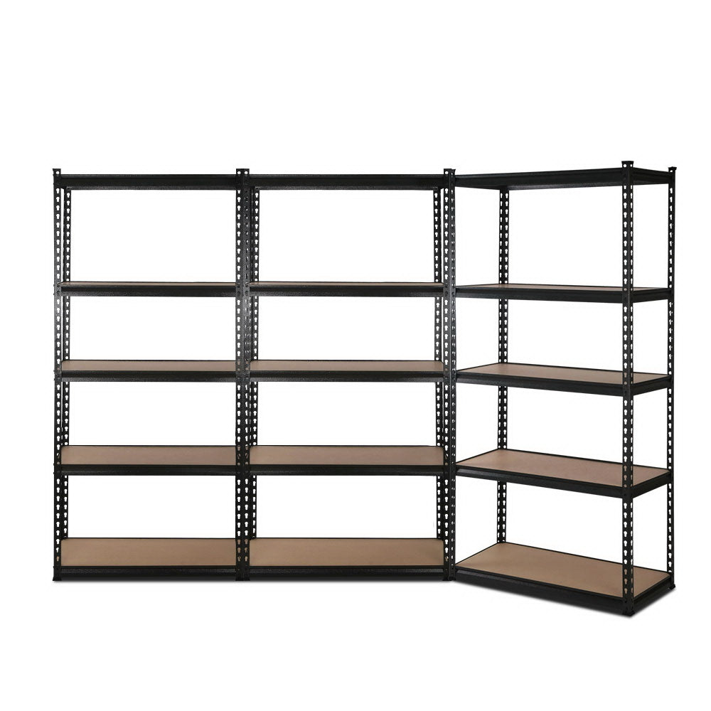 Giantz 3x1.5M Steel Garage Shelving Rack Matte Black