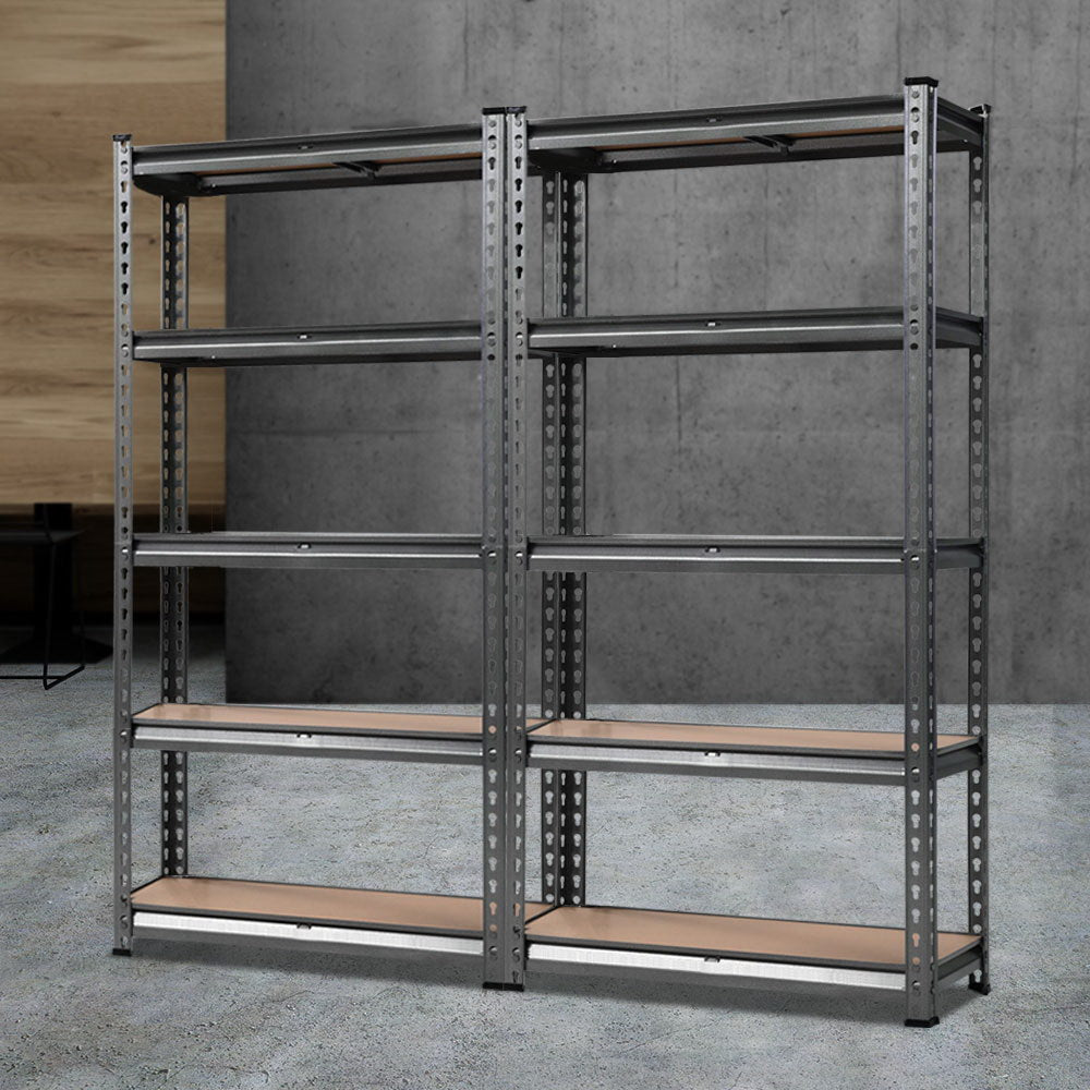 Giantz 2x1.5M Steel Warehouse Shelving Rack Matte Charcoal