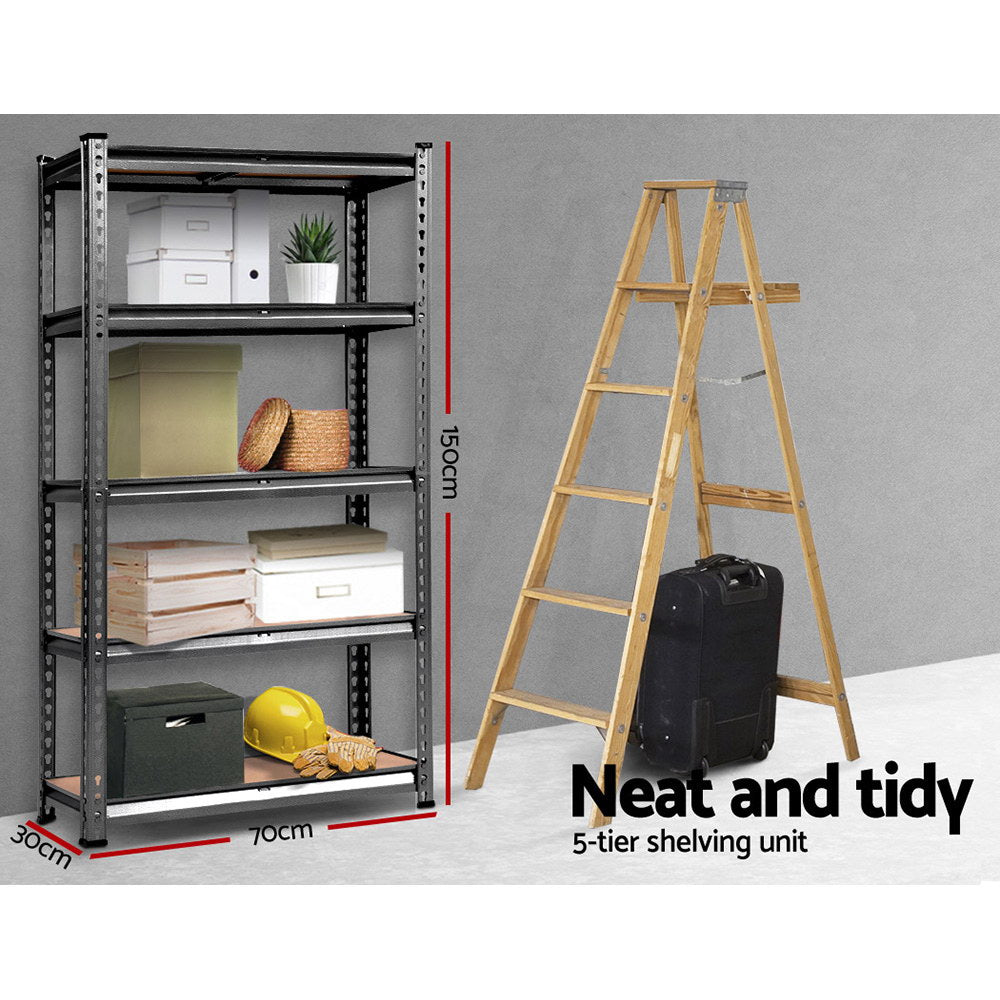 Giantz 2x1.5M Steel Warehouse Shelving Rack Matte Charcoal