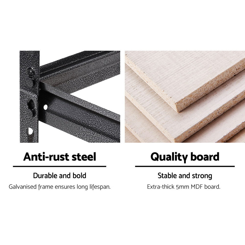 Giantz 2x1.5M Garage Shelving Steel Rack Matte Charcoal