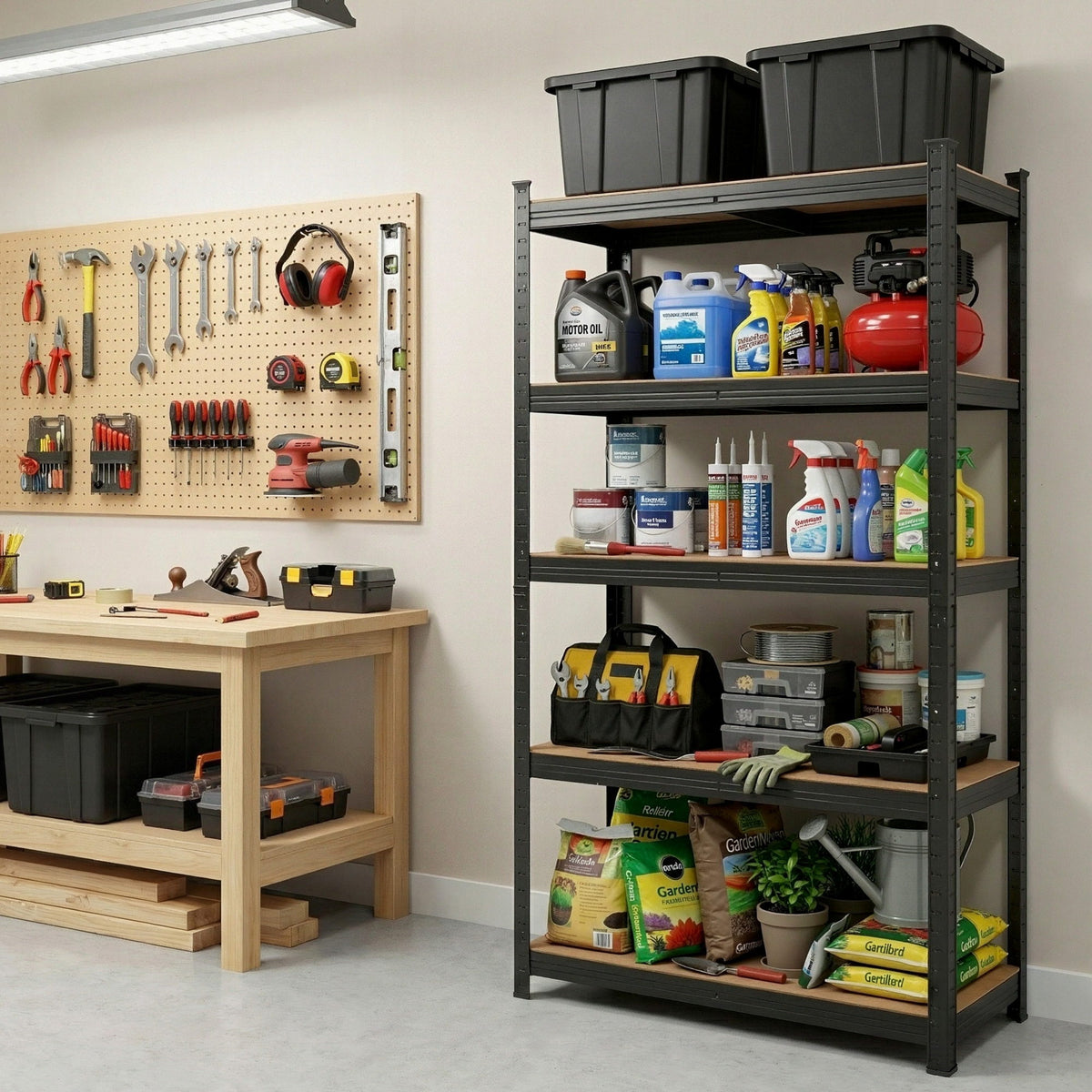 Giantz 1.6m Garage Shelving Warehouse Storage Rack Black