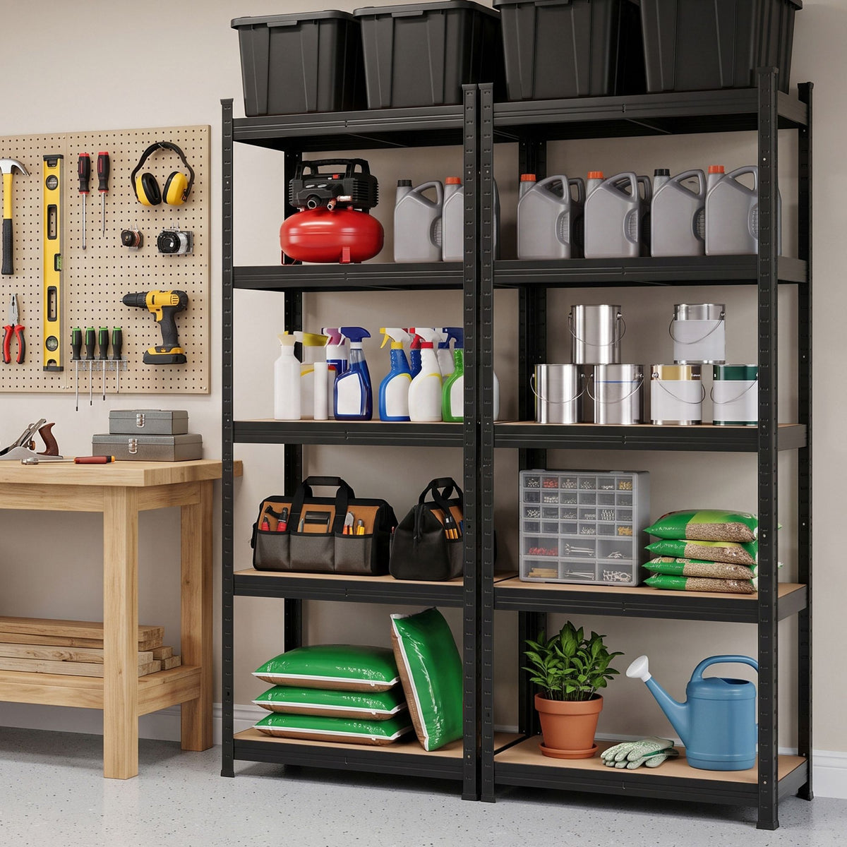Giantz 2-Rack Garage Shelving Storage Rack MDF Black