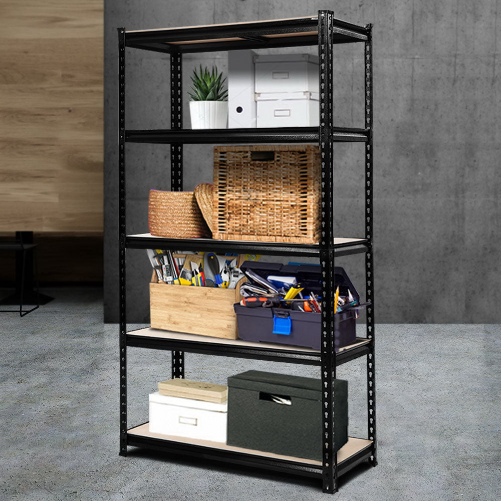 Giantz 1.8M Industrial Garage Shelving Rack Black