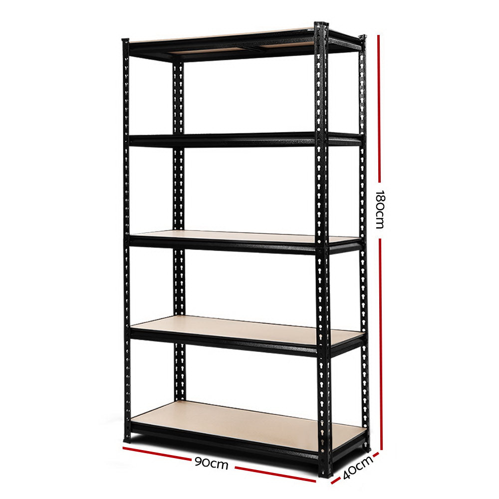 Giantz 1.8M Industrial Garage Shelving Rack Black