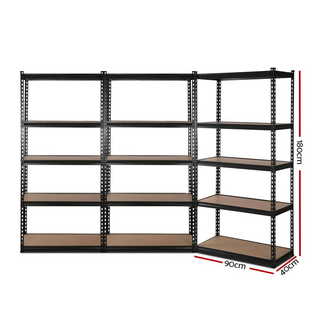 Giantz 3x1.8M Garage Shelving Rack Black