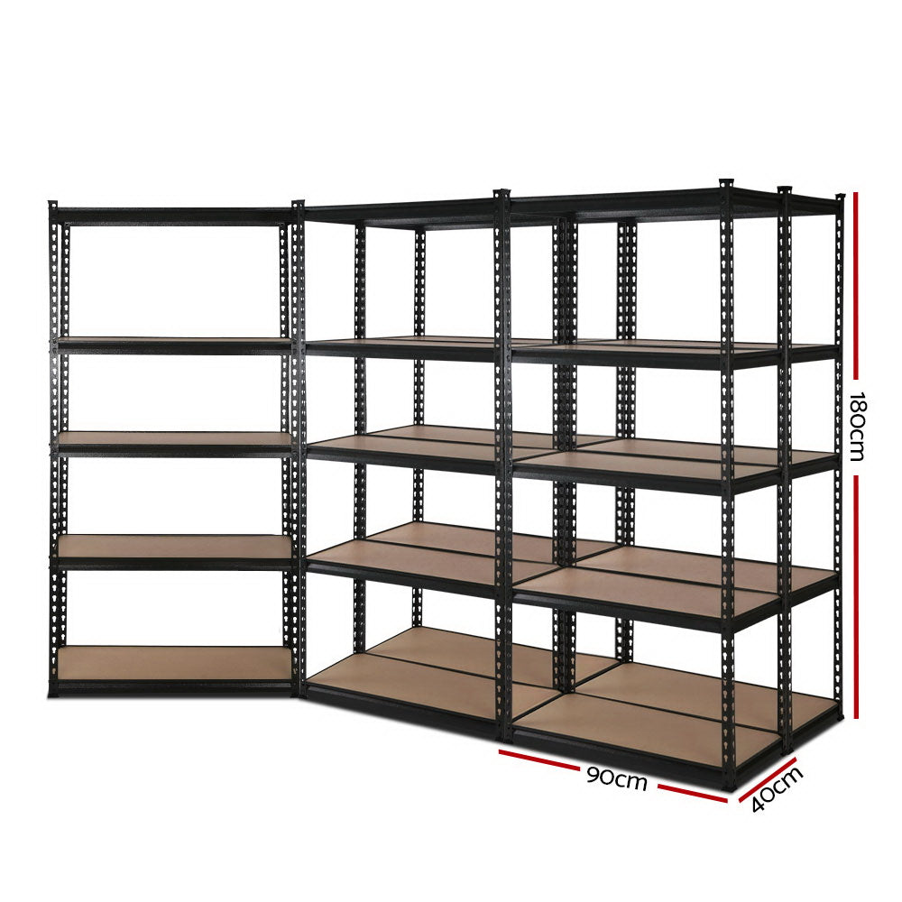 Giantz 5-Tier 1.8M Garage Shelving Rack Black