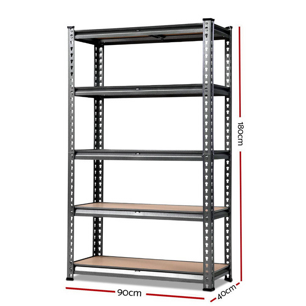 Giantz 1.8M Garage Shelving Rack Charcoal Industrial Steel